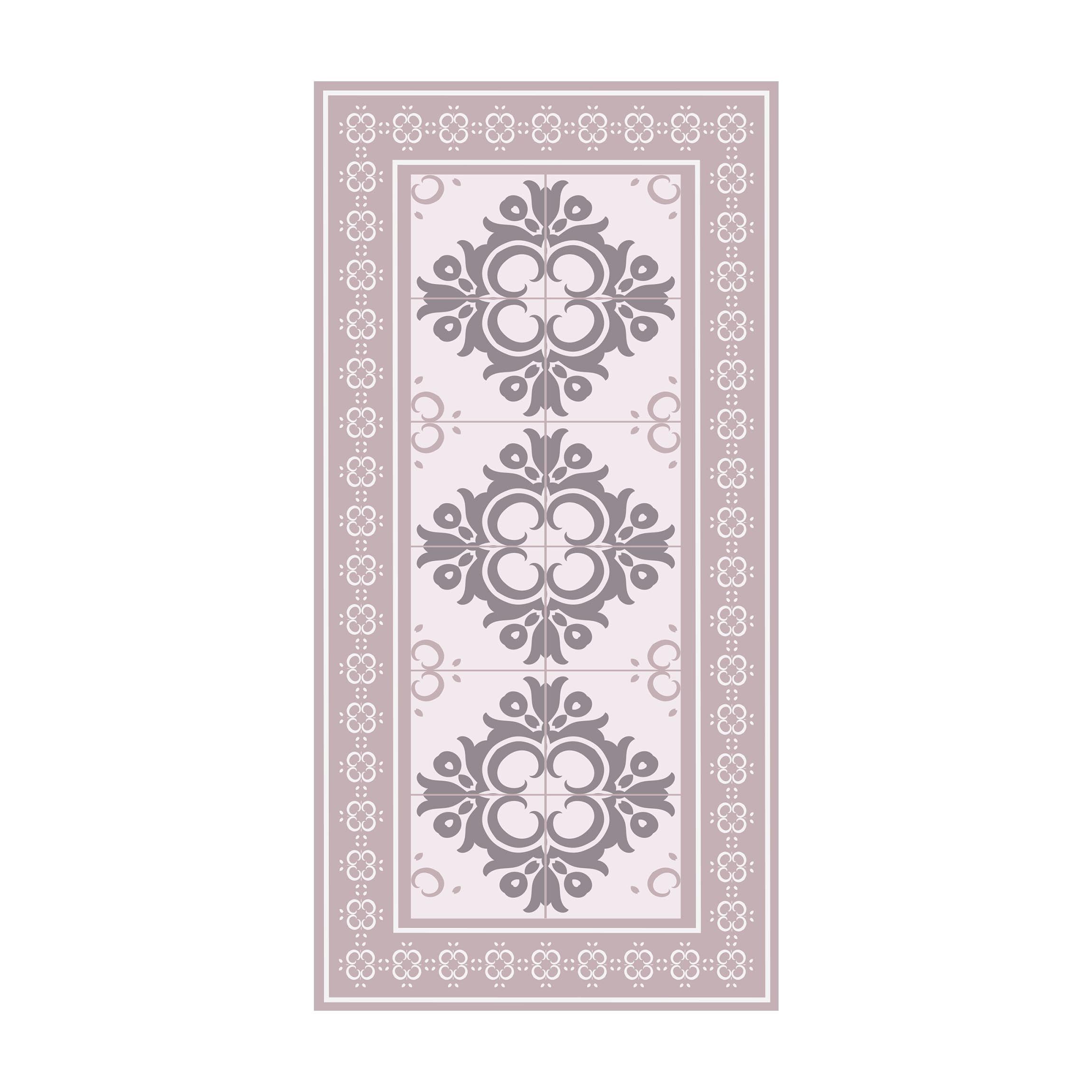 Tappeti in vinile - Piastrelle floreali con gemme grigie con bordo -  Verticale 3:2 Dimensione HxL: 60cm