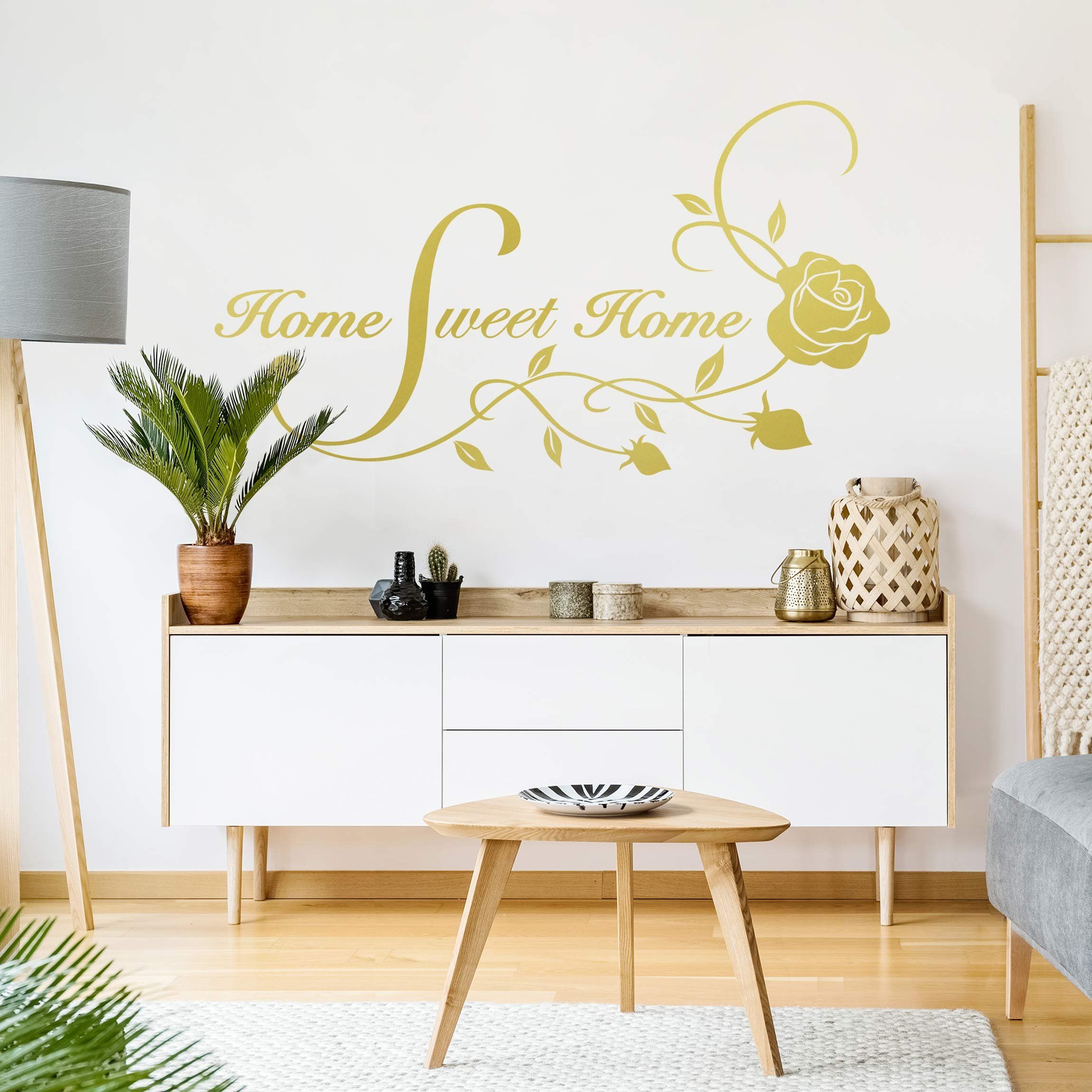 Adesivo murale - Home sweet Home (bicolore) + 4 appendiabiti