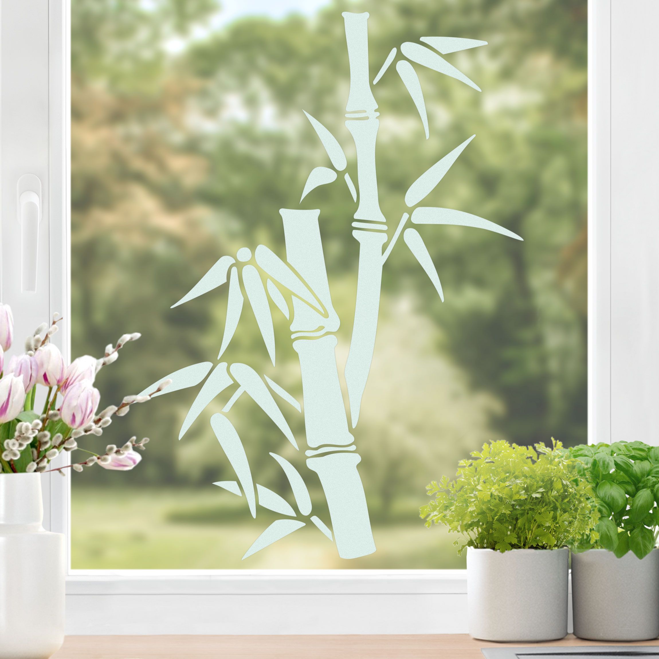 Pellicola adesiva per vetri - foresta di bambù