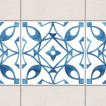 Bordo adesivo per piastrelle - Pattern Blue White Series No.8 10cm x 10cm