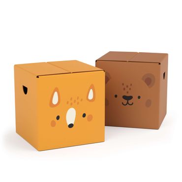 Sgabello per bambini di cartone FOLDZILLA - Volpe e orso adorabili