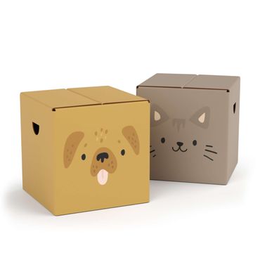 Sgabello per bambini di cartone FOLDZILLA - Cane e gatto adorabili