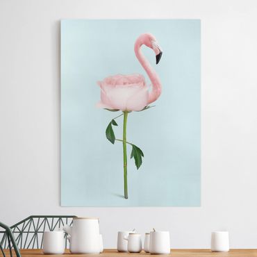 Quadri su tela - Flamingo con Rosa