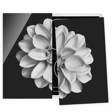 Coprifornelli in vetro - Dalia in bianco e nero - 52x60cm