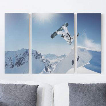 Stampa su tela 3 parti - Flying Snowboarder - Trittico