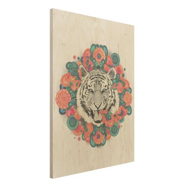 Stampa su legno - Illustrazione Tiger disegno Mandala Paisley - Verticale 4:3