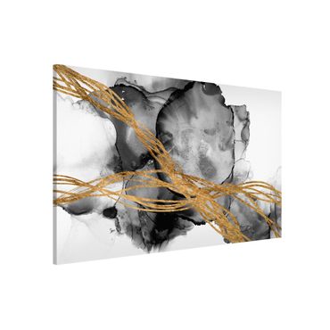 Lavagna magnetica - Inchiostro di china nero con linee dorate