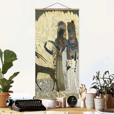 Quadro su tessuto con stecche per poster - Jean Dunand - Due stilizzata Donne - Verticale 2:1