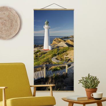 Quadro su tessuto con stecche per poster - Castle Point Lighthouse Nuova Zelanda - Verticale 2:1