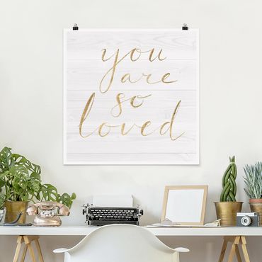 Poster - Legno Muro Bianco - Loved - Quadrato 1:1