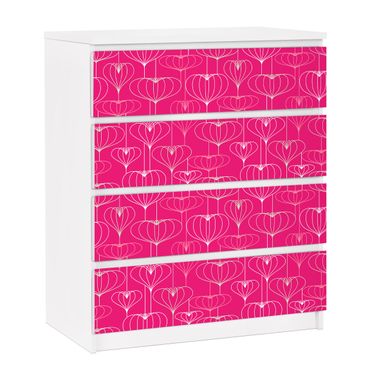 Carta adesiva per mobili IKEA - Malm Cassettiera 4xCassetti - Heart pattern design