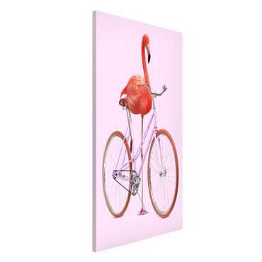 Lavagna magnetica - Flamingo con la bicicletta - Formato verticale 4:3
