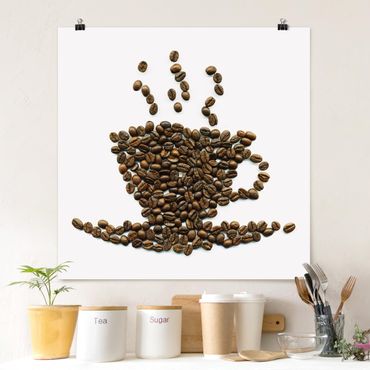 Poster - Chicchi di caffè Tazza - Quadrato 1:1