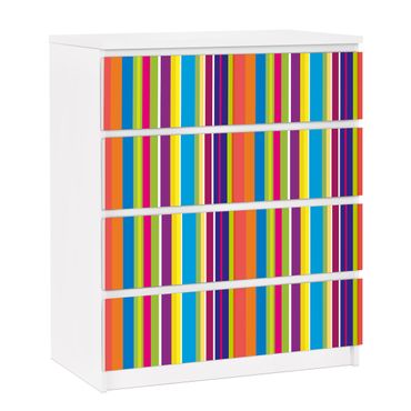 Carta adesiva per mobili IKEA - Malm Cassettiera 4xCassetti - Happy Stripes