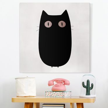 Stampa su tela - Illustrazione di gatto nero - Quadrato 1:1