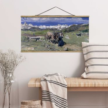 Quadro su tessuto con stecche per poster - Giovanni Segantini - Primavera nelle Alpi - Orizzontale 1:2