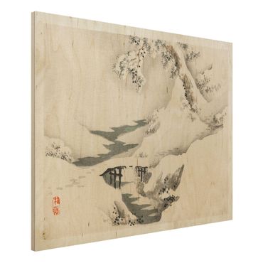 Stampa su legno - Asian Vintage Paesaggio invernale Disegno - Orizzontale 3:4