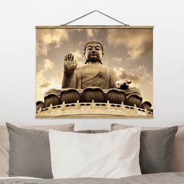 Foto su tessuto da parete con bastone - Big Buddha Seppia - Orizzontale 3:4