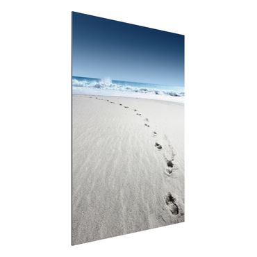 Quadro in alluminio - footprints in the sand