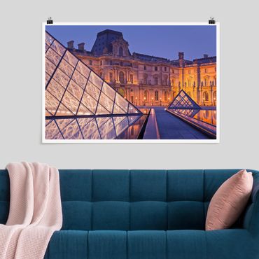 Poster - Louvre Parigi di notte - Orizzontale 2:3