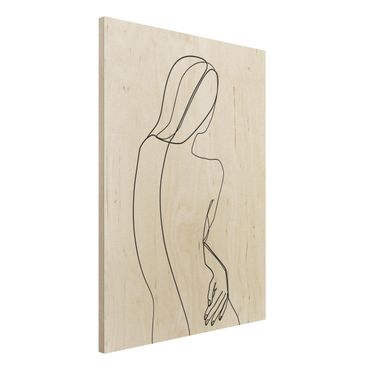 Stampa su legno - Line Art indietro Donna Bianco e nero - Verticale 4:3
