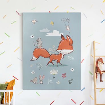 Stampa su tela - Fox And Mouse On The Move - Verticale 3:4
