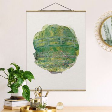Foto su tessuto da parete con bastone - Acquerelli - Claude Monet - Ponte giapponese - Verticale 4:3