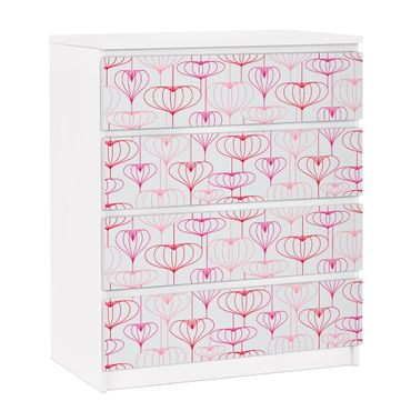 Carta adesiva per mobili IKEA - Malm Cassettiera 4xCassetti - Heart pattern