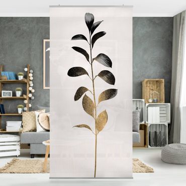 Tenda a pannello - Mondo vegetale grafico - Oro e grigio - 250x120cm