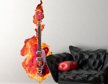 Adesivo murale no.205 Guitar in Flames