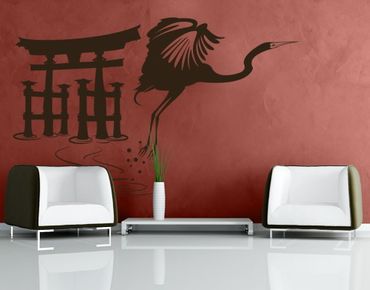 Adesivo murale no.MW7 Crane in front of a Torii