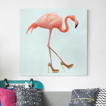 Stampa su tela - Flamingo con tacchi alti - Quadrato 1:1