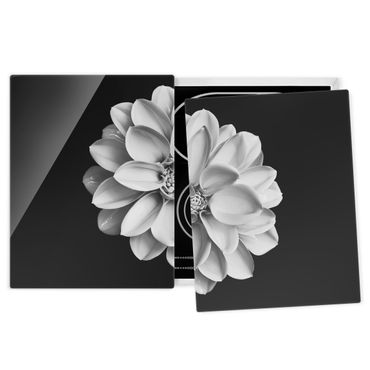 Coprifornelli in vetro - Dalia in bianco e nero - 52x80cm