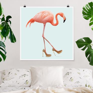 Poster - Flamingo con tacchi alti - Quadrato 1:1