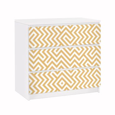 Carta adesiva per mobili IKEA - Malm Cassettiera 3xCassetti - Geometric Pattern Design Yellow