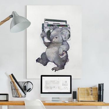 Quadri su tela - Illustrazione Koala Con Radio pittura