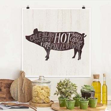 Poster - Farm BBQ - Pig - Quadrato 1:1