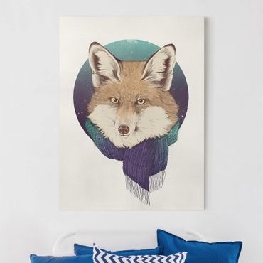 Quadri su tela - Illustrazione Fox Luna Viola Turchese