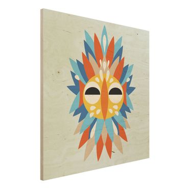 Stampa su legno - Collage Mask Ethnic - Parrot - Quadrato 1:1