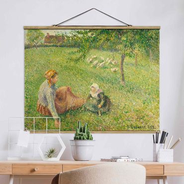 Foto su tessuto da parete con bastone - Camille Pissarro - The Goose-Girl - Orizzontale 3:4