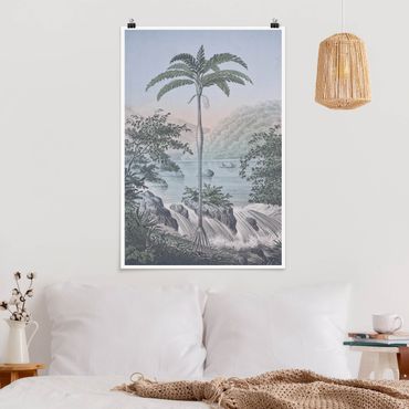Poster - Vintage Illustrazione - Paesaggio Con La Palma - Verticale 3:2