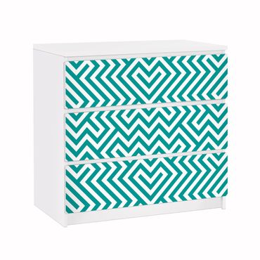 Carta adesiva per mobili IKEA - Malm Cassettiera 3xCassetti - Geometric Design Mint