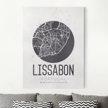 Stampa su tela - Lisbon City Map - Retro - Verticale 3:4