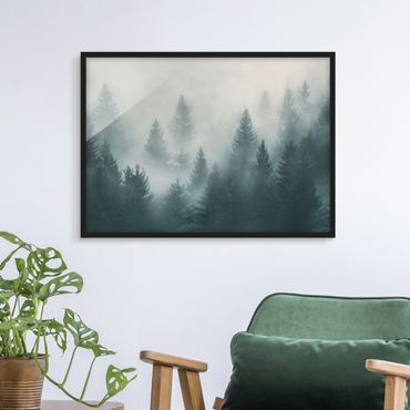 Poster con cornice - Coniferous Forest In Fog - Orizzontale 3:4