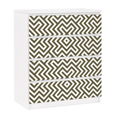 Carta adesiva per mobili IKEA - Malm Cassettiera 4xCassetti - Geometric Design Brown
