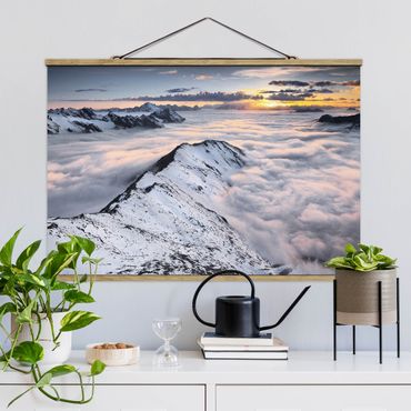 Foto su tessuto da parete con bastone - Vista Delle nuvole e montagne - Orizzontale 2:3