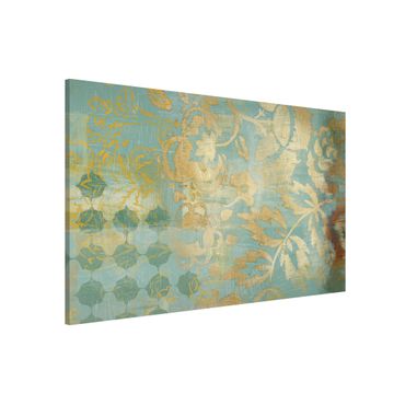Lavagna magnetica - Collage marocchino in oro e turchese II