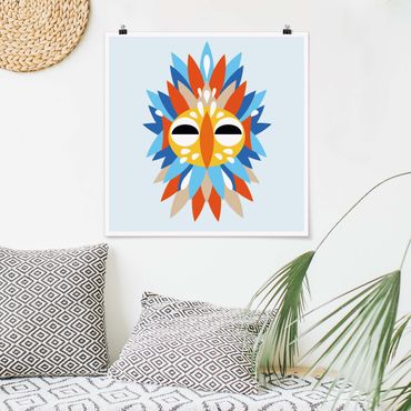 Poster - Collage Mask Ethnic - Parrot - Quadrato 1:1