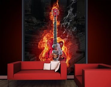 XXL Pellicola per vetri - Guitar In Flames