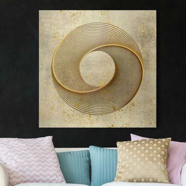 Stampa su tela - Line Art cerchio d'oro a spirale - Quadrato 1:1